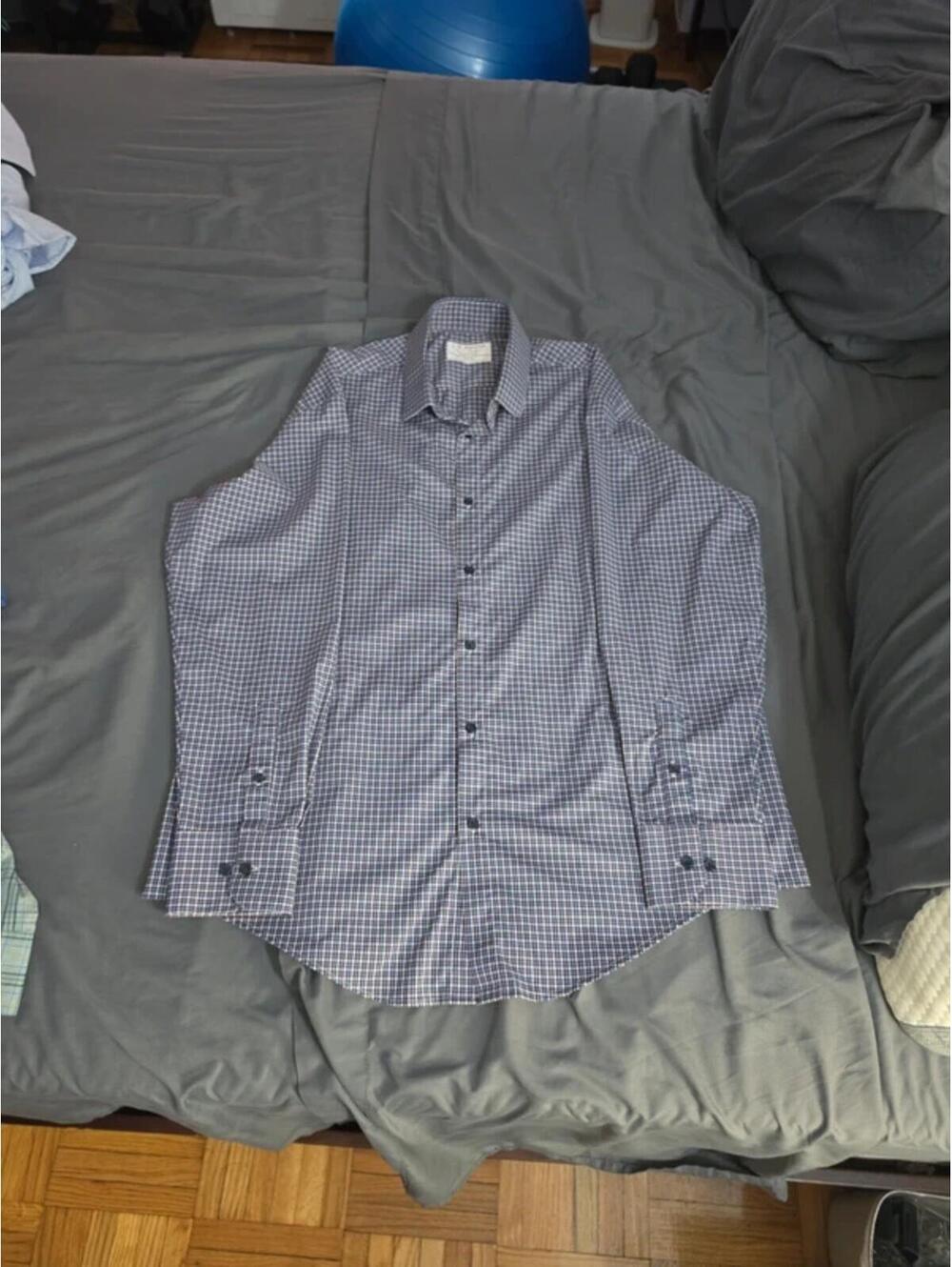 J. M. Haggar Men's XL Blue and Red Checkered Dress Shirt
